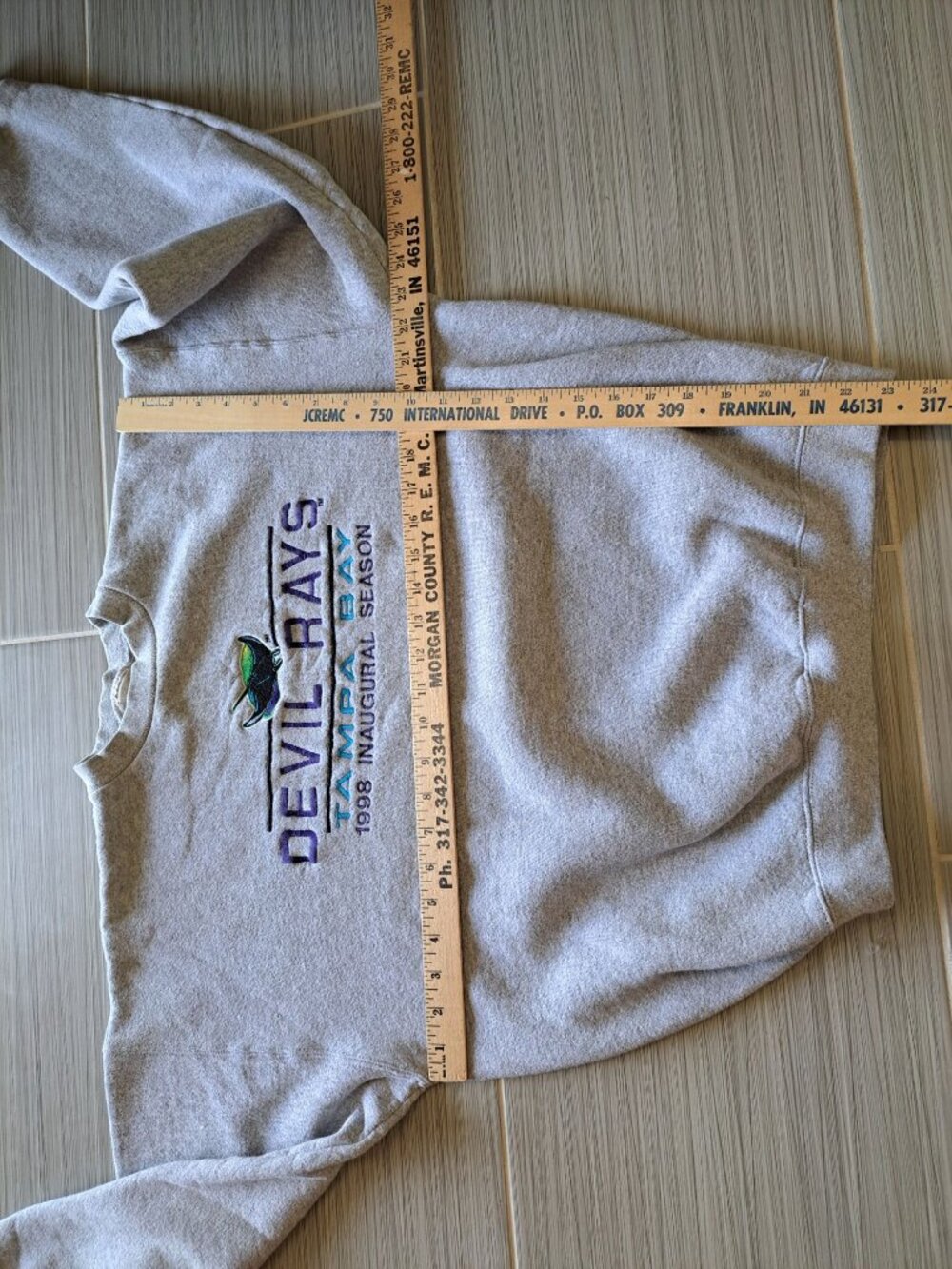 Vtg Tampa Bay Devil Rays 1998 Inaugural Season Gray Sweatshirt Embroidered S - Picture 7 of 11